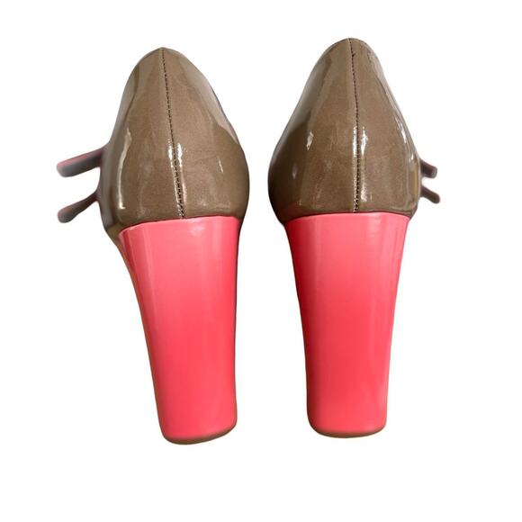 y2k Vtg. RAMPAGE COLORBLOCK PATENT MARY JANE CHUNKY PUMPS HEELS SIZE 8 1/2. - Picture 6 of 8